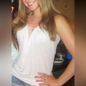 Vintage y2k white crochet Bebe halter top